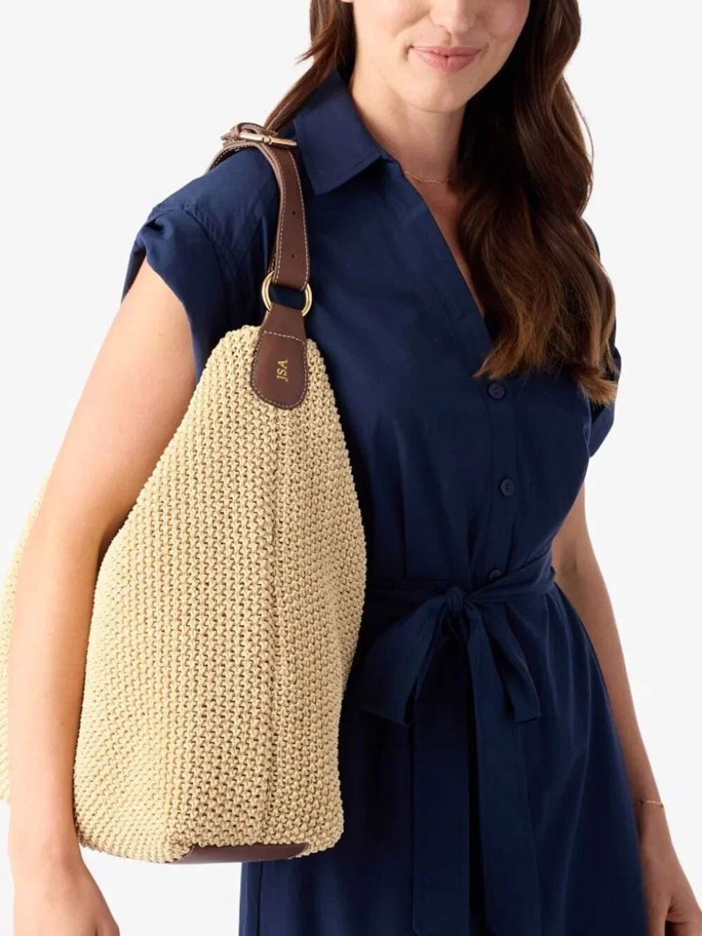 Mark & Graham Emilia Italian Raffia Hobo Purse